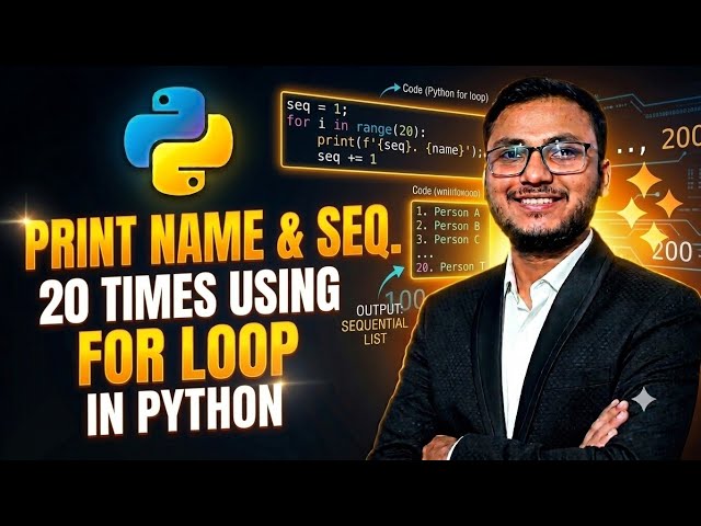4. Print your name 20 times using FOR & WHILE Loop || Python Loop Program #nitin_sir #sdi