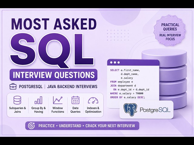 SQL Interview Questions 2026 | PostgreSQL for Java Developers