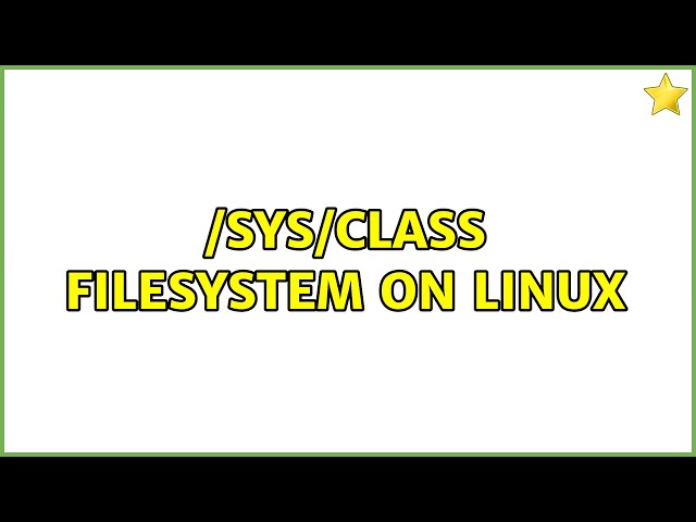 /sys/class filesystem on Linux