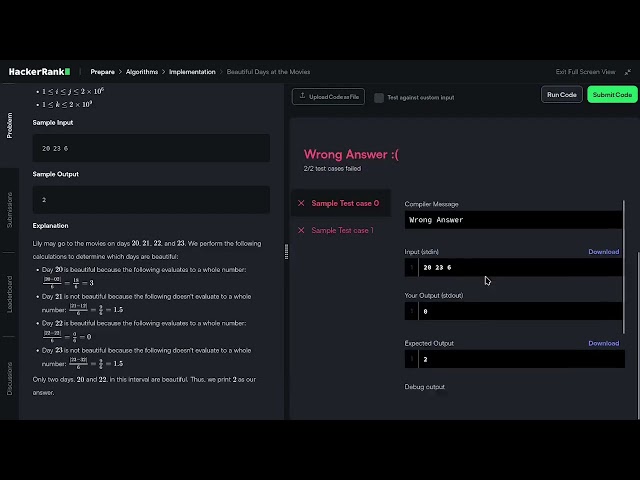 [33] HackerRank: Beautiful Days at the Movies | Step-by-Step Solution