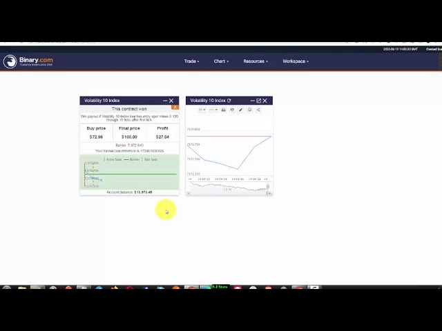 Binary.com: Volatitily 10 Index touch best strategy. %99 winning rate