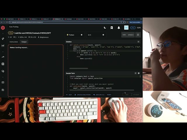 Codewars | Python | HHKB keyboard | 40 min real time | no talking | EP-98