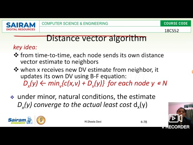 Lecture video_18CS52_Module 3_Distance vector routing algorithm_M.Sheela devi