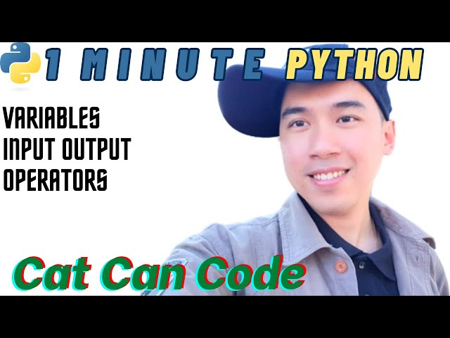 1 Minute Python | Variables Input Output Operators | Cat Can Code