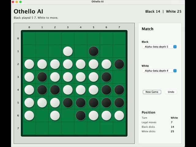 Java Othello AI Self-Play - Alpha-Beta Pruning Demo