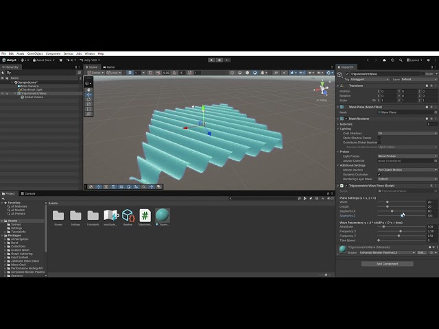 Trigonometric Wave Plane by Unity Script
