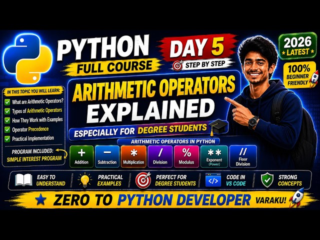 python in telugu|| Day5|| Python full Course in Telugu||#pythonintelugu #python2026 #pythontutorial