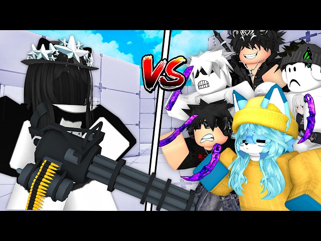 1 PRO vs 10 KNIFE PROS in Roblox Rivals!