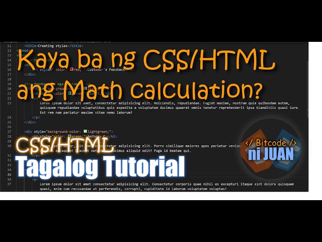 Can CSS/HTML do Math calculation?  - CSS/HTML Tutorial (Tagalog)