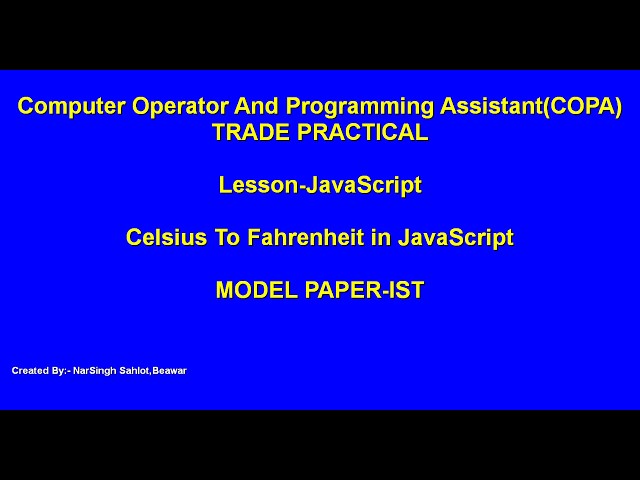 ITI COPA CELSIUS TO FAHRENHEIT IN JAVA SCRIPT