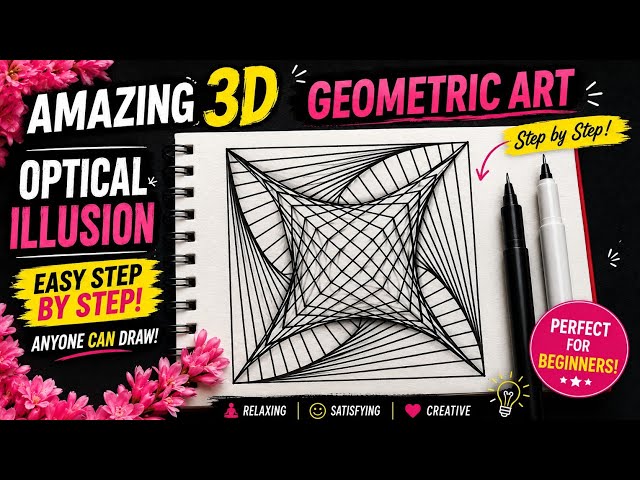 How to Draw a Mind-Blowing 3D Geometric Optical Illusion | Easy Step-by-Step 