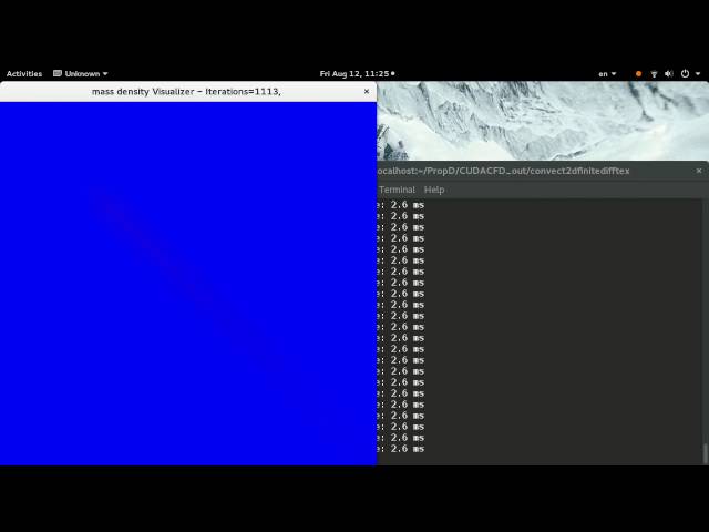 convect2dfinitedifftex - on CUDA C/C++, 2-dim. convection by finite difference with OpenGL texture