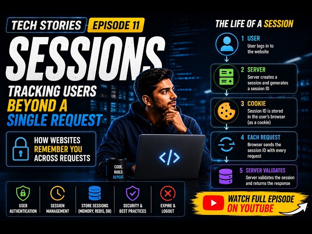 🔐 SESSIONS EXPLAINED — HOW WEBSITES REMEMBER YOU | TECH STORIES #11