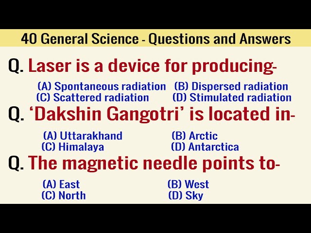40 General Awareness GK MCQs | Science GK Questions and Answers | Science Trivia Quiz | India GK