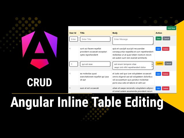 Inline Table Editing In Angular | Angular CRUD with Table
