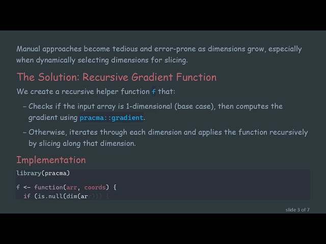 Calculate the Gradient of an n-Dimensional Array in R Using Recursive Central Differences