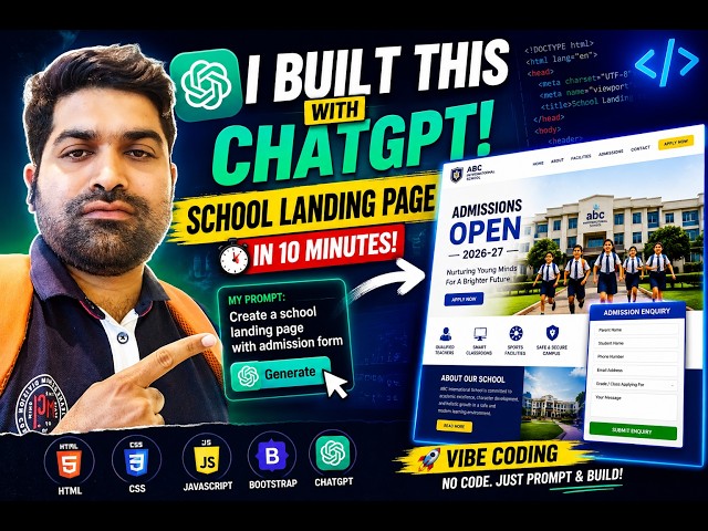 I Built a School Landing Page with ChatGPT in 10 Minutes | Vibe Coding Tutorial