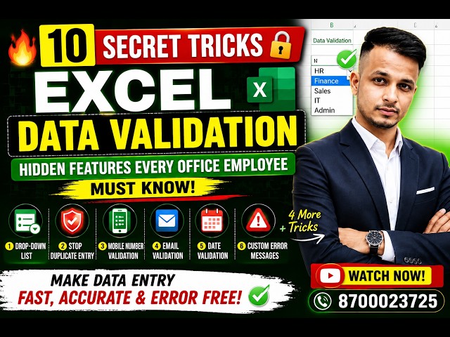 🚀 Learn 10 Powerful Excel Data Validation Tricks that every HR, MIS Executive, Accountant