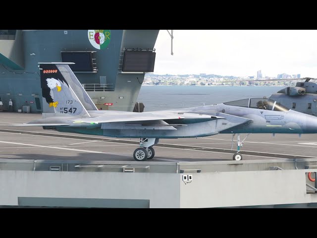 The Great Takeoff of the F15 FS fighter jet from the American Aircraft Carrier