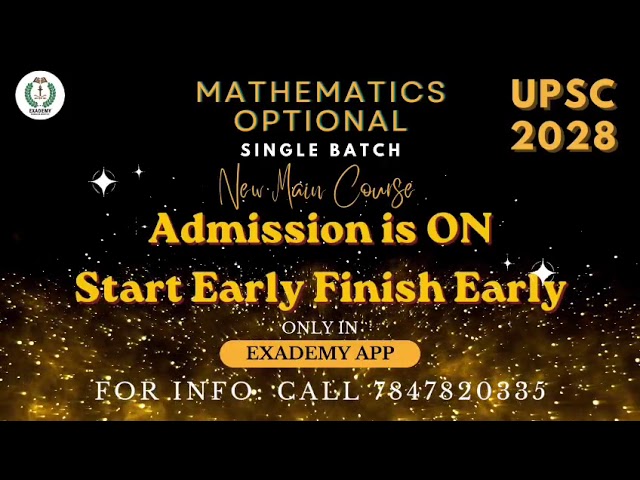 UPSC 2028 Mathematics Optional New Batch Admission On