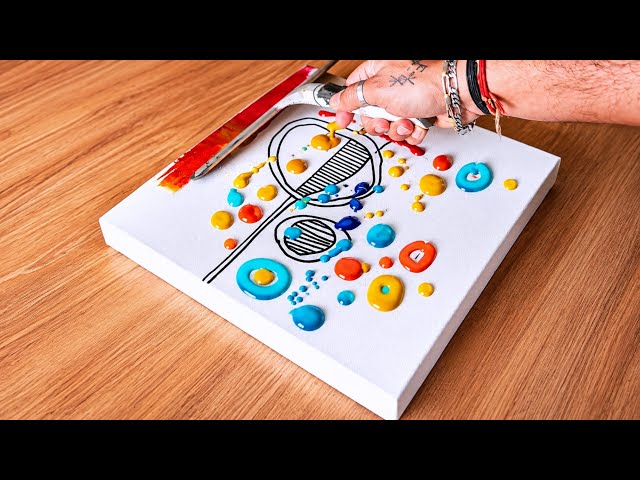 Easy Acrylic Painting Technique / Simple Abstract Painting / Using Various Tools & Technique 