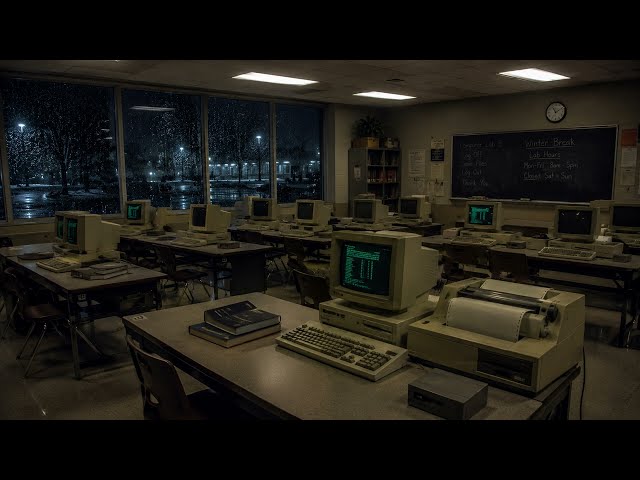 COMPUTER LAB B — WINTER BREAK — 1988 | CRT Rain & Late-Night Computer Lab Ambience