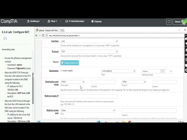 Network 5.3.4 Lab Configure NAT Testout