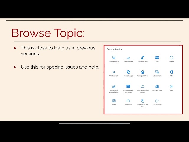 Help and Support for Windows 10