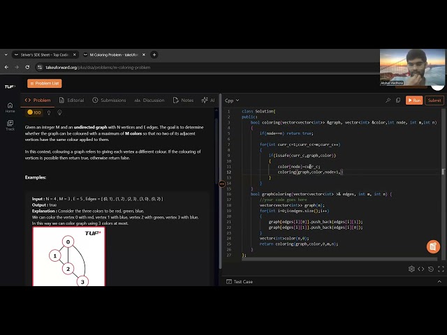 M-Coloring Problem ||Recursion ,Backtracking &Graphs|| O((m^n)*n)
