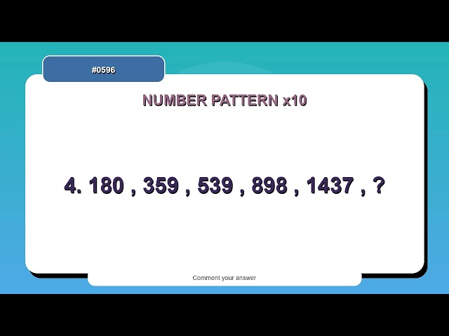 Number Pattern Challenge #0596 | 10 Number Pattern Practice Questions