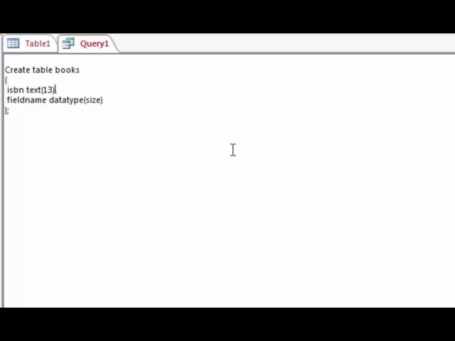 SQL Create table Command