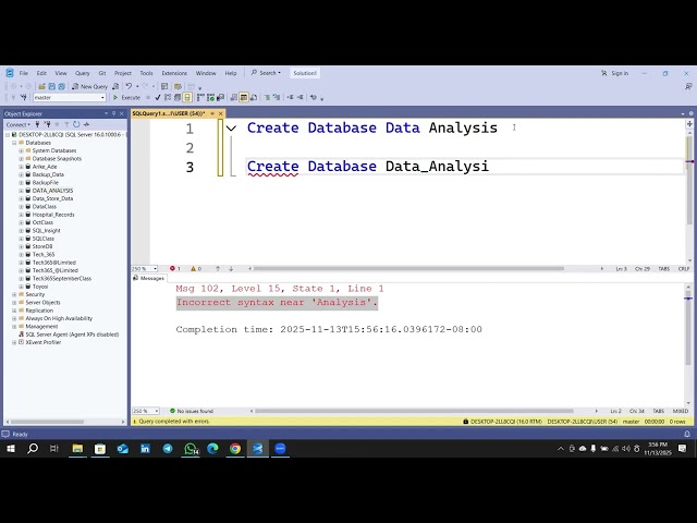 SQL for Data Analysis Tutorials 002 -- Rules for naming a Database