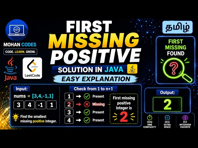 First Missing Positive Leetcode Solution in Java | Easy Explanation in Tamil