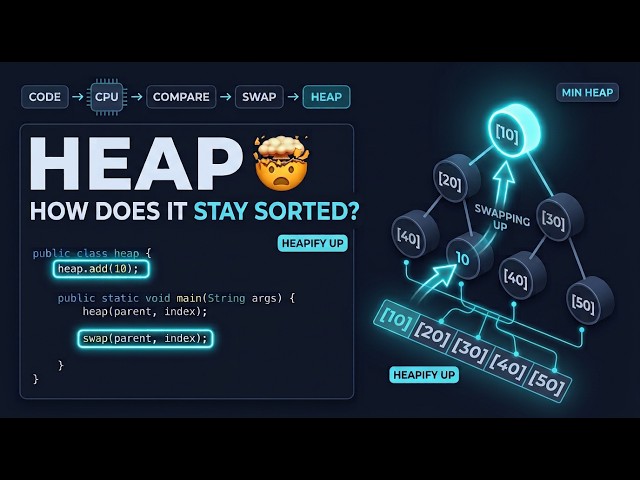 DSA #11 — Heap Data Structure Explained Visually 🌳 | Min Heap vs Max Heap Animation