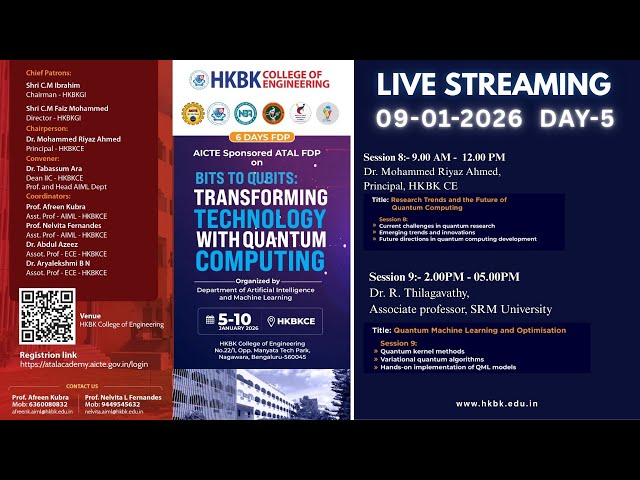 Day-5 - Quantum Machine Learning and Optimisation | ATAL - FDP on Quantum Computing | HKBK College
