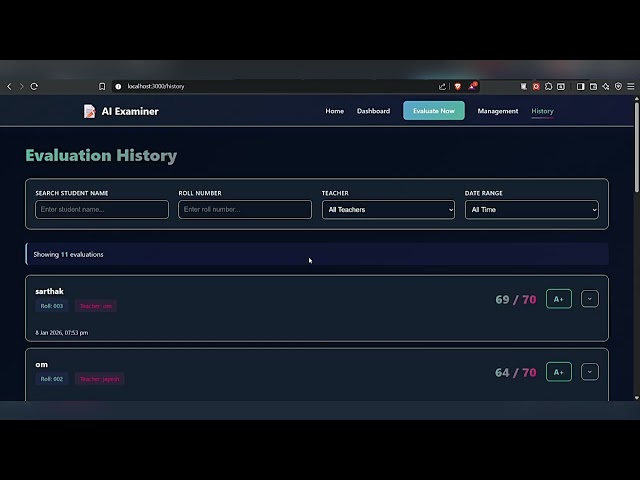 AI Examiner - Automated Handwritten Answer Sheet Evaluation System | Hackathon project demo video