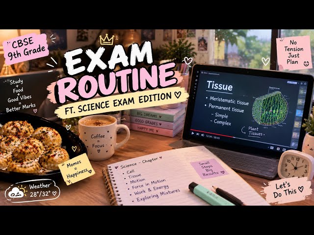 CBSE 9th Grade EXAM ROUTINE 📚 | Science Exam Edition 🧪 | Class 9 Study Vlog 🎀