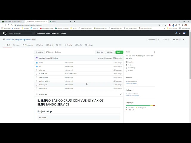 Utilzando vuejs con axios mediante services - Vea el GitHub  y descarguelo
