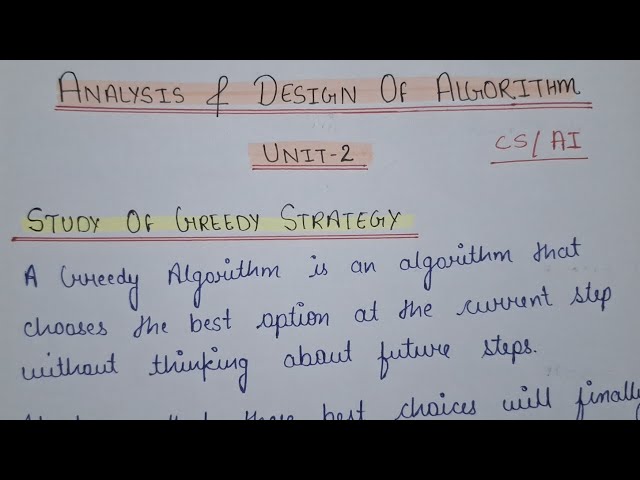 UNIT-2 of Analysis & Design of Algorithms [ ADA ] CSE / AI / DS Branch | B.Tech RGPV