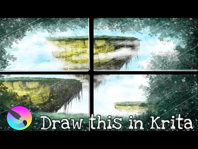 A Glimpse Through Nature's Window with Floating Islands - Speed Painting(Time-lapse) - Krita