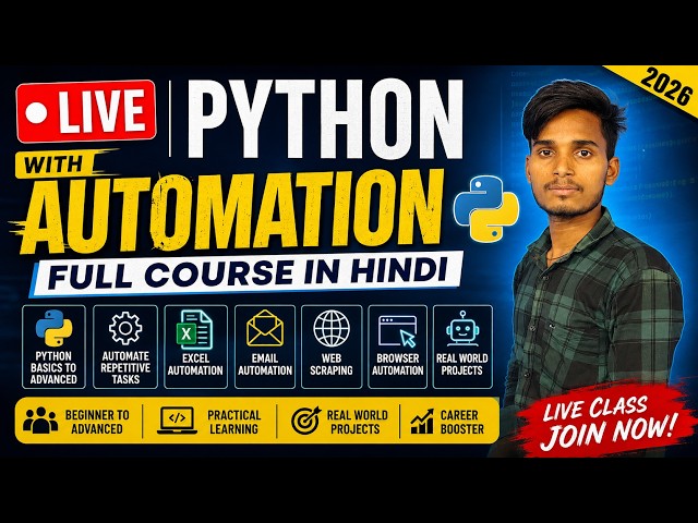 🔴 LIVE | Python with Automation Full Course in Hindi | Beginner to Advanced | Real Projects