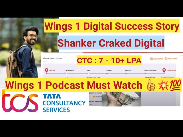 Shanker TCS Wings 1 Digital Success Story || How to crack tcs wings 1 2025 #job #tcs #wings #itjobs