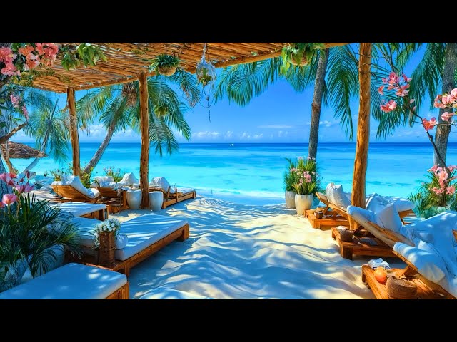 Tropical Bossa Nova Beach Lounge – Relaxing Summer Jazz with Ocean Breeze, Flowers & Palm Trees 🌺🌴🎶