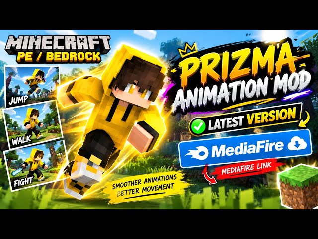 PRIZMA ANIMATION MOD 🔥 SMOOTH MOVEMENTS + CRAZY ANIMATIONS! | MCPE 1.26.x+📌