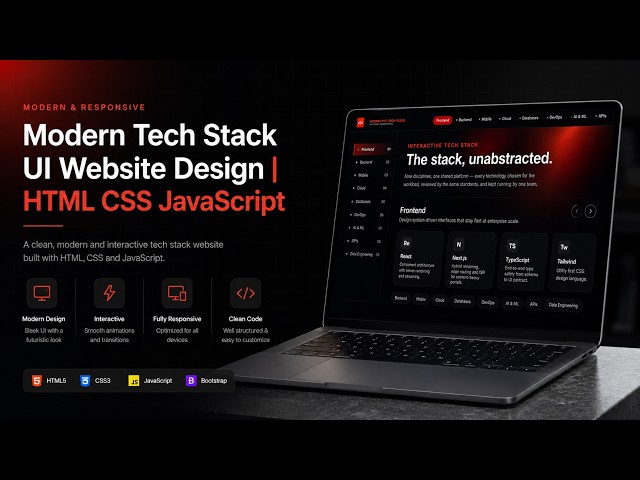 Modern Tech Stack UI Website Design | HTML CSS JavaScript