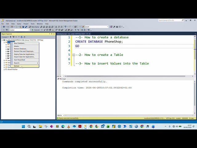 database from scratch and connect it to Power BI. Just SQL → Power BI → Live Dashboard.