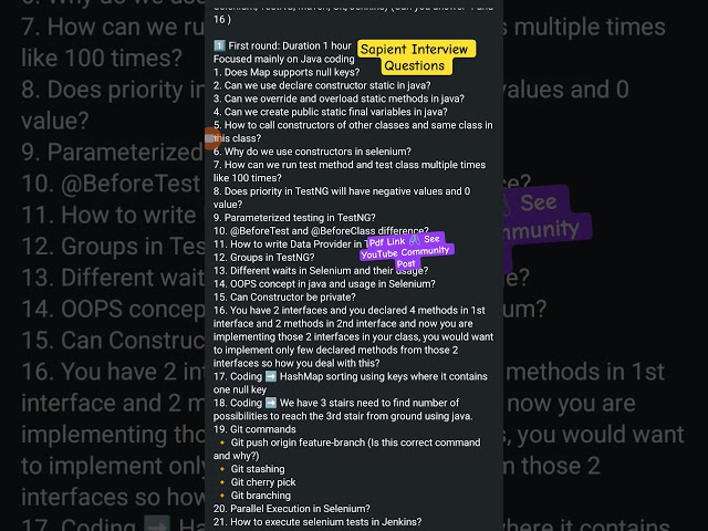 Sapient Interview Questions | Automation Testing | Selenium