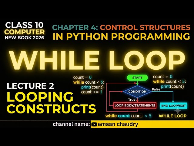 While loop | looping constructs| ch 4 lec 2 | 10th computer new book | control structure in python 