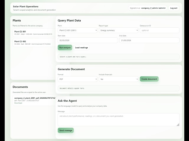 Multi-tenant Data Analysis of Energy Companies with AI Agent, Python/FastAPI project implementation