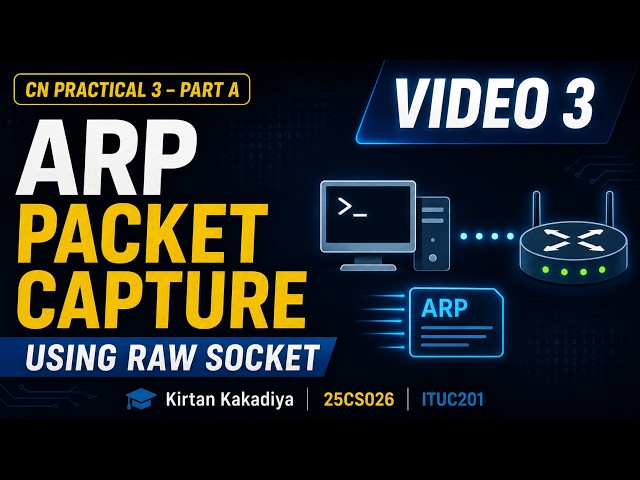 CN Practical 3 | Part A | Video 3 | ARP Packet Capture Using Raw Socket | ITUC201